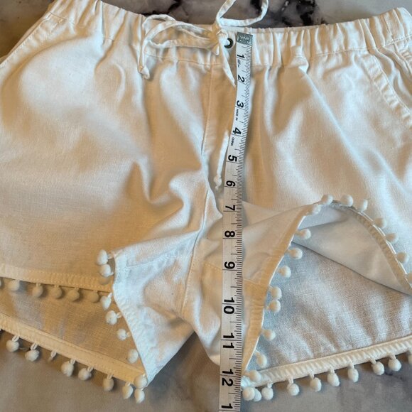 J. Crew White Pom-Pom Linen-Cotton Drawstring Shorts Size XS - Picture 10 of 11
